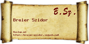 Breier Szidor névjegykártya